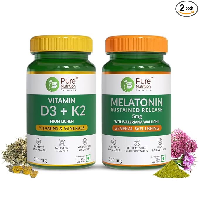 Combo of Vitamin D3 + K2 & Melatonin – 60 Tablets