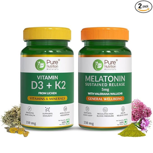 Combo of Vitamin D3 + K2 & Melatonin - 60 Tabs