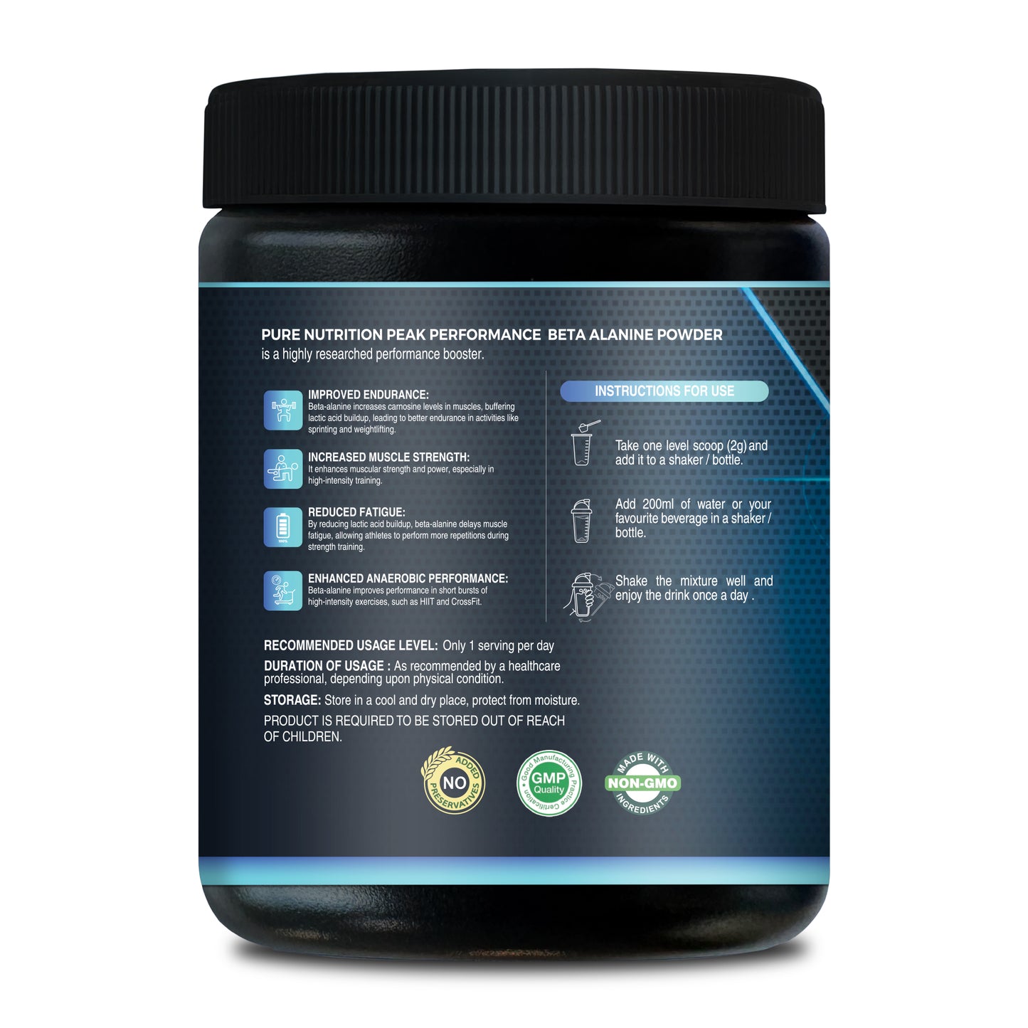 Pure Beta Alanine Powder – 200g Unflavored | Pre-Workout Supplement for Muscle Power