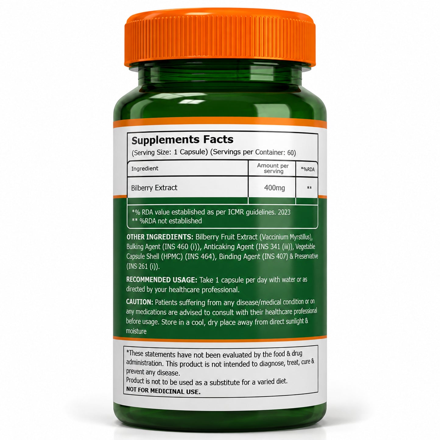 Bilberry Extract 400 mg | Antioxidant & Daily Wellness Support | 60 Capsules