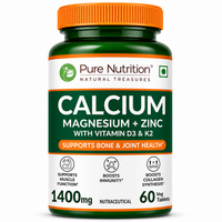 Calcium Magnesium Zinc with Vitamin D3 & K2 Bone & Muscle Support | 60 Tabs | 120 Tabs