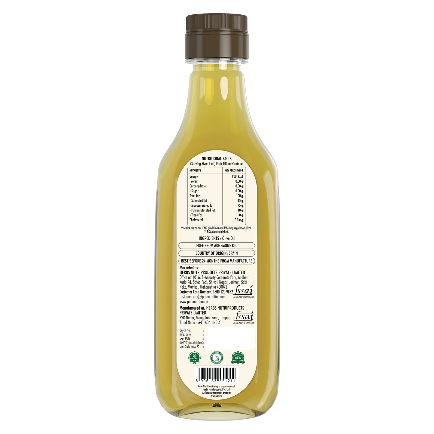 Pure Nutrition Extra Light Olive Oil, 1 litre