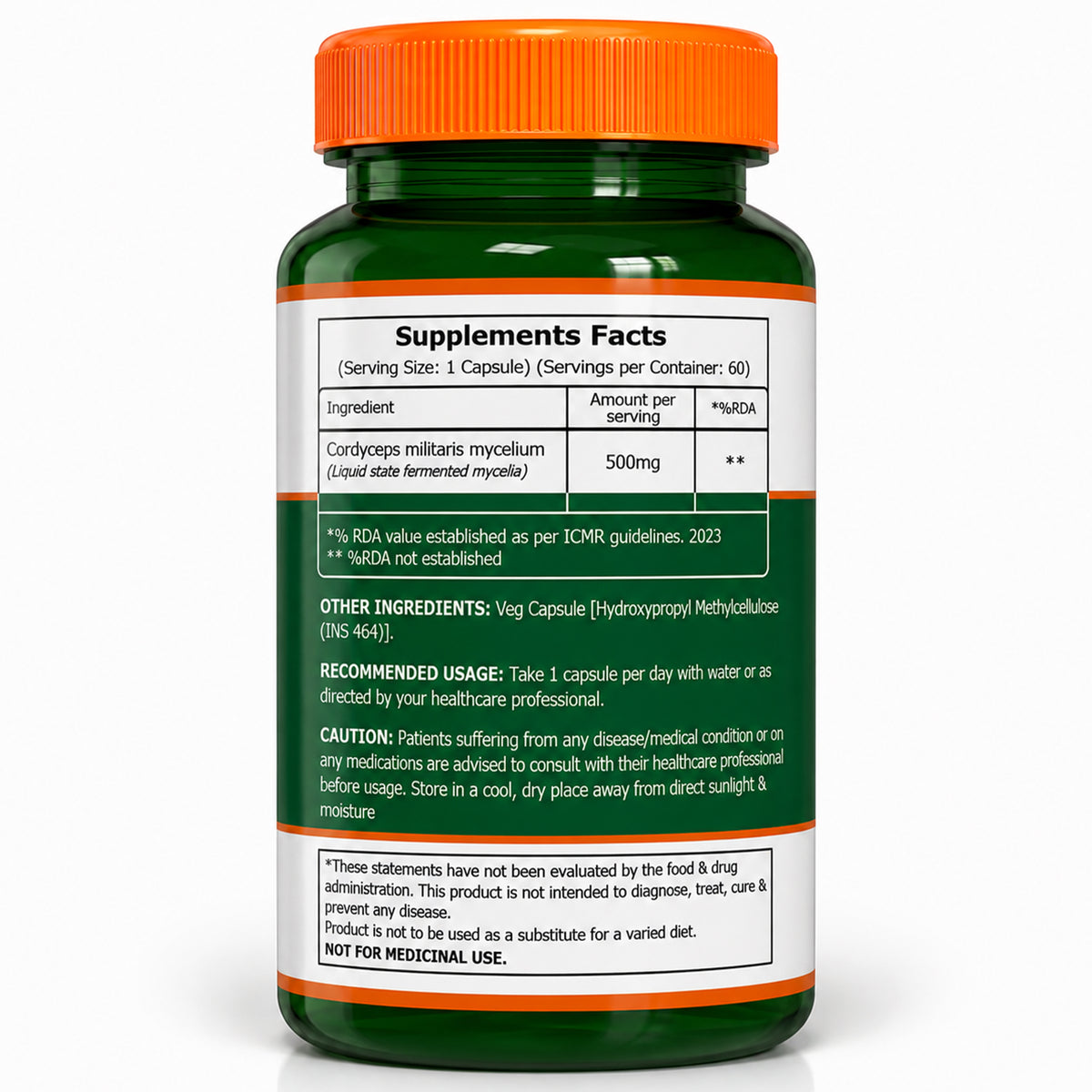 Cordyceps 500 mg | 60 Vegetarian Capsules