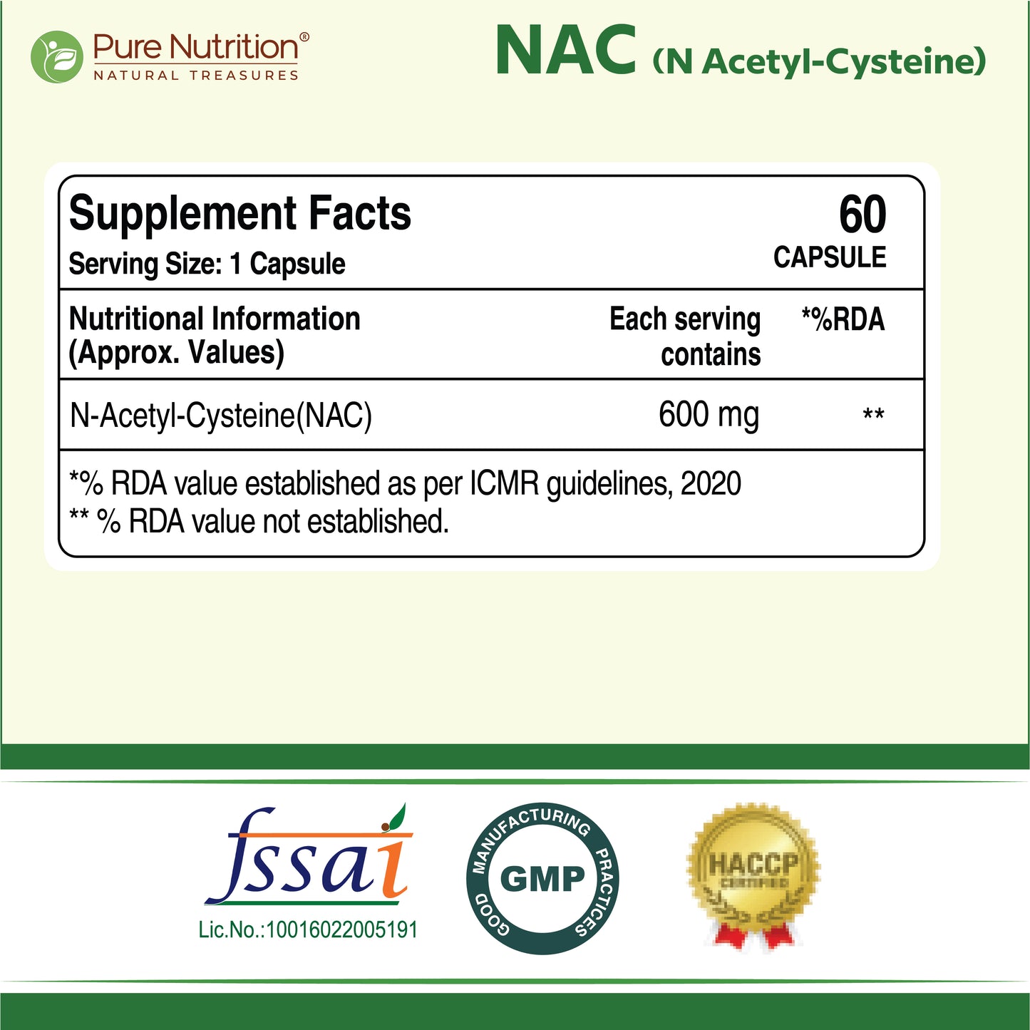 NAC Supplement – N-Acetyl L-Cysteine 600mg | 60 Veg Capsules