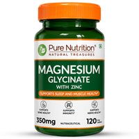 Magnesium Glycinate 350mg with Zinc Capsules | Sleep Support, Stress Relief & Bone Health | 120 Capsules