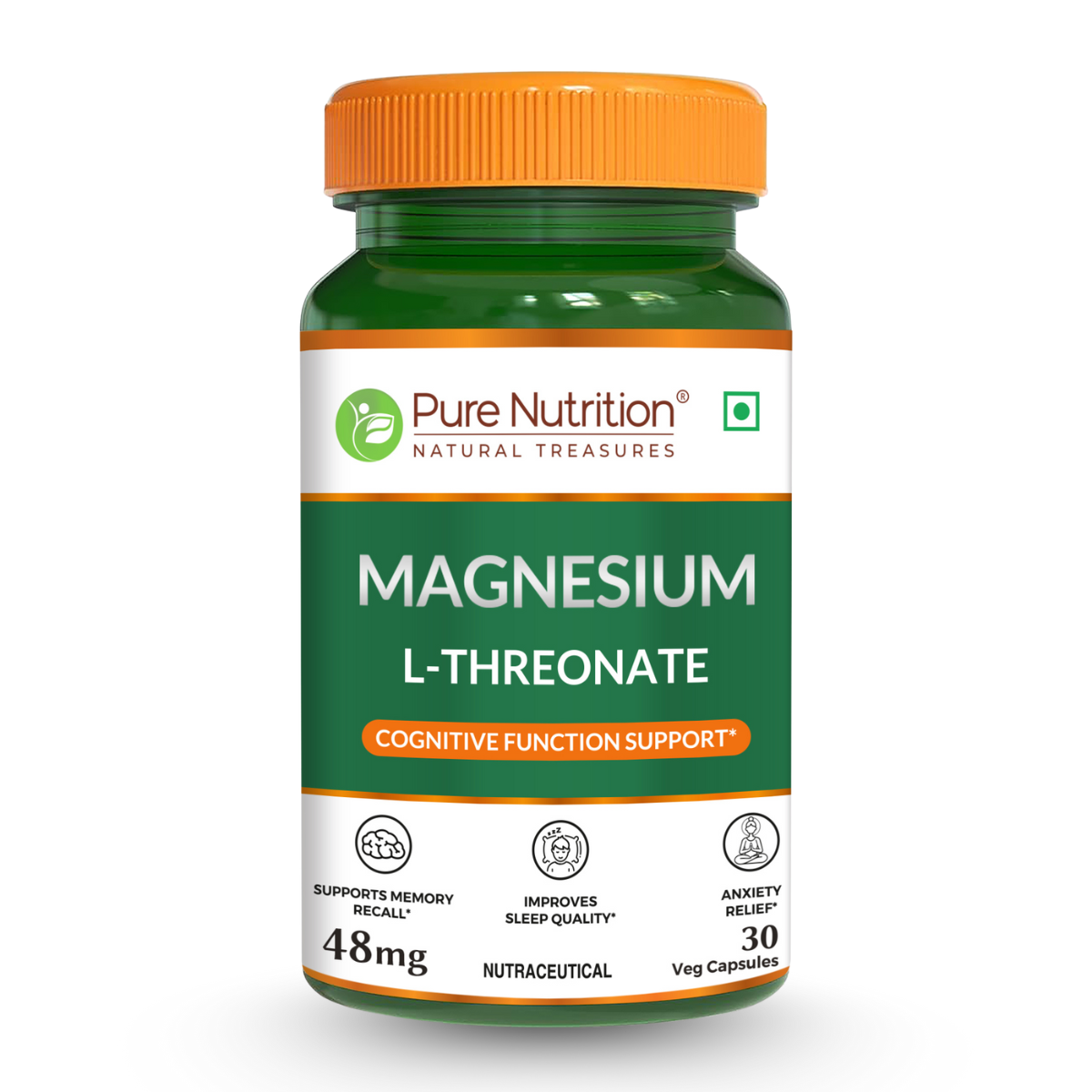 Magnesium L-Threonate – Brain, Memory & Focus Support | 30 Veg Capsules