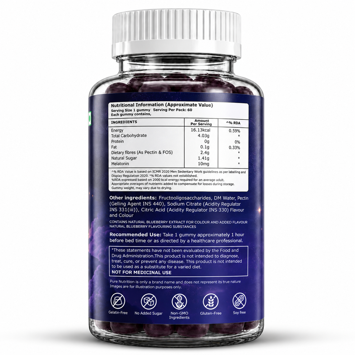 Melatonin Sleep Gummies 10mg | 60 Blueberry Flavour Gummies | Adult Supplement