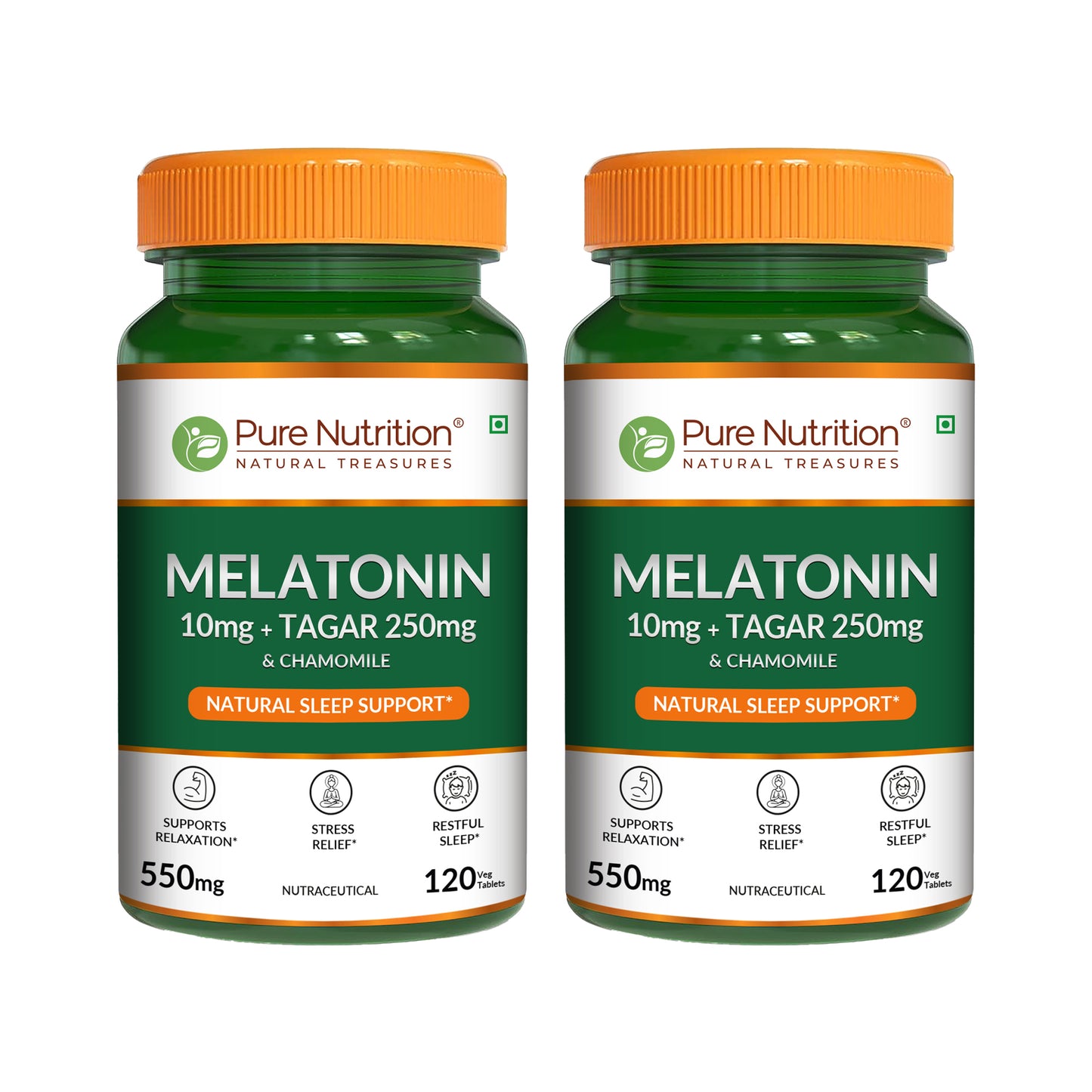 Melatonin with Tagar, Chamomile & L-Theanine 120 Tablets | Natural Sleep