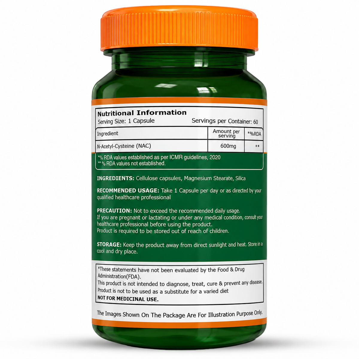 NAC 600mg | N-Acetyl Cysteine Capsules | Antioxidant Support Formula | 60 Veg Tablets