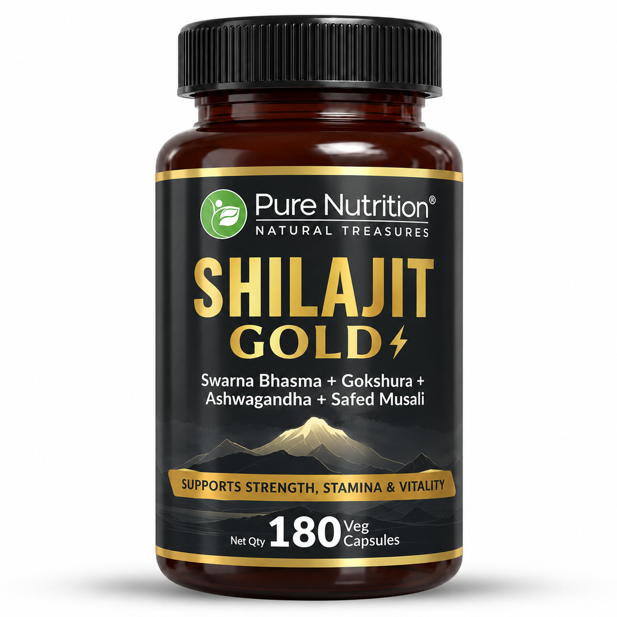 Shilajit Gold with Gokhru, Ashwagandha, Safed Musali, and Shatavari -Capsules | Supports Vitality and Wellness