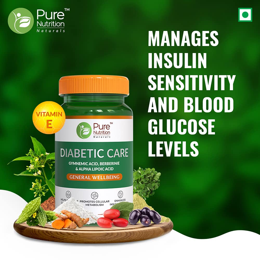 Pure Nutrition Diabetic Care with Gymnemnic Acid Berberine and Alpha Lipoic Acid to Manage Insulin Sensitivity and Blood Glucose Levels