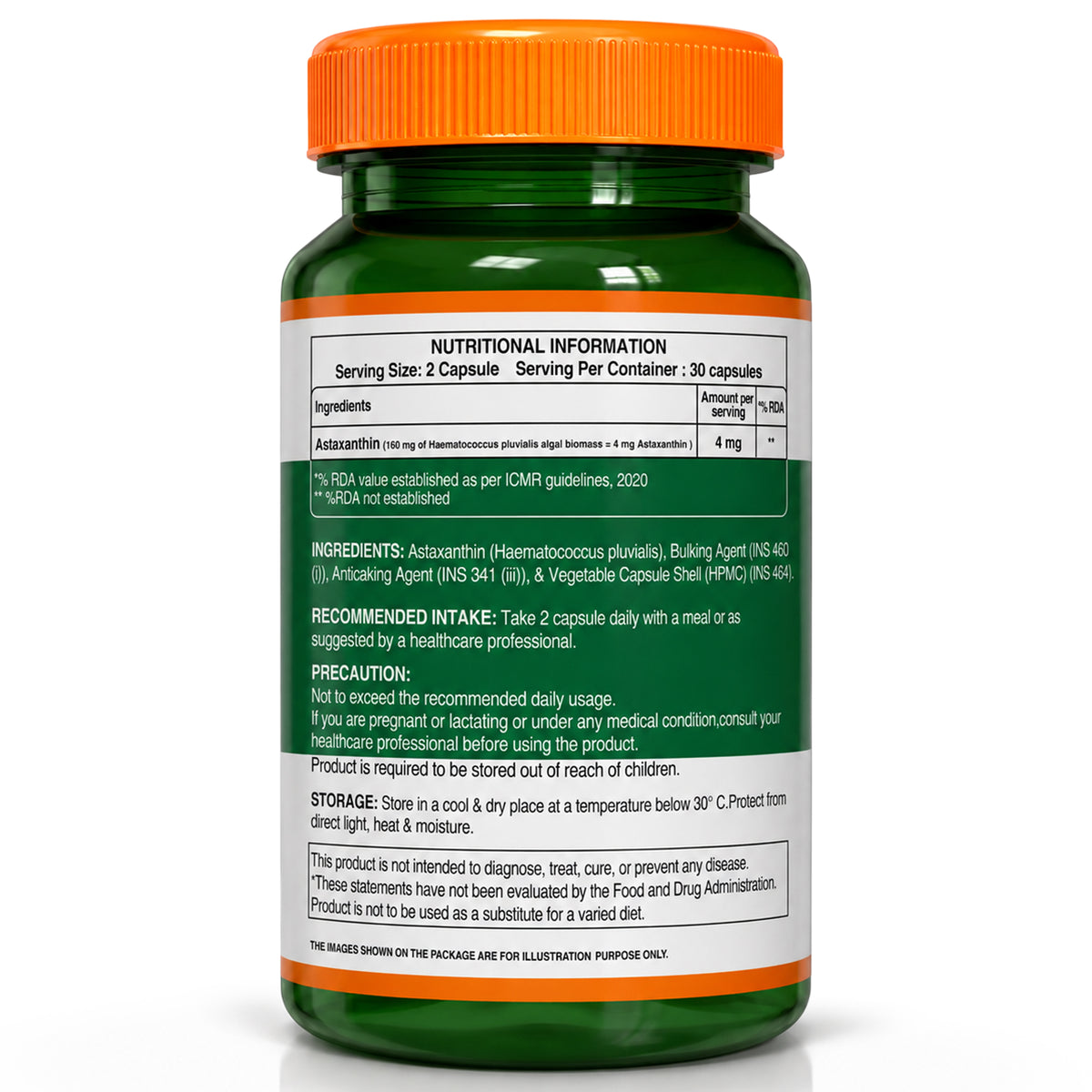 Astaxanthin 4mg Veg Capsules Eye, Skin & Muscle Health | Natural Antioxidant
