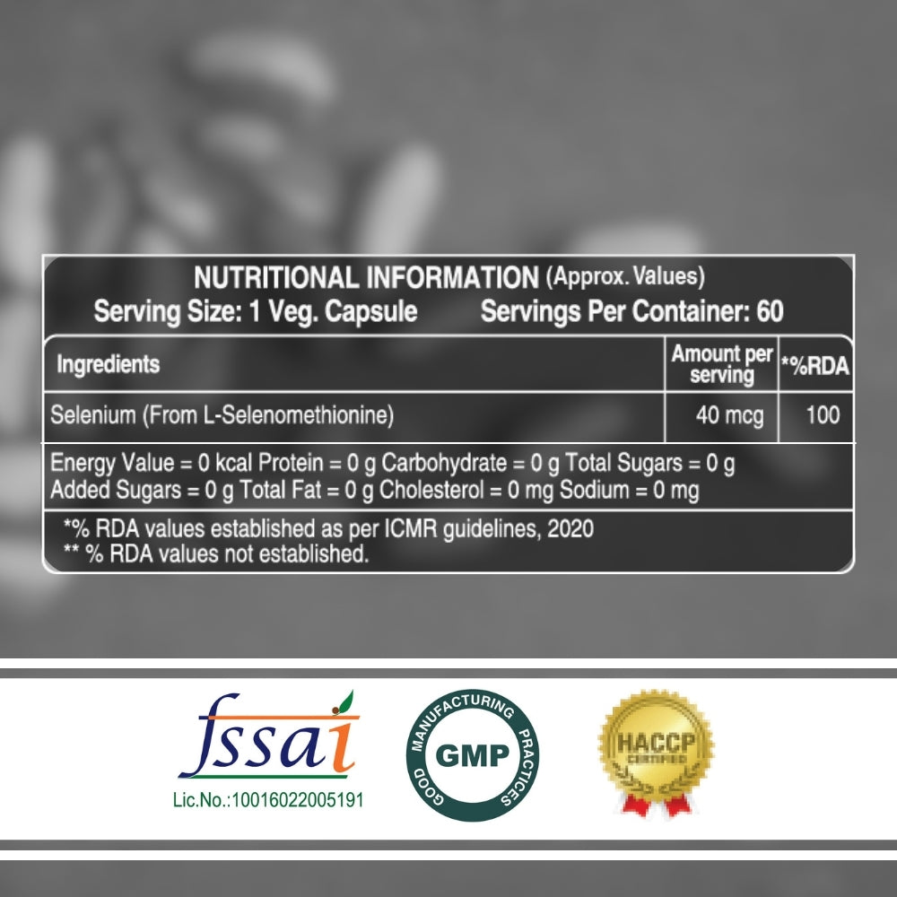 Selenium Supplement – 60 Veg Capsules for Immunity & Wellness