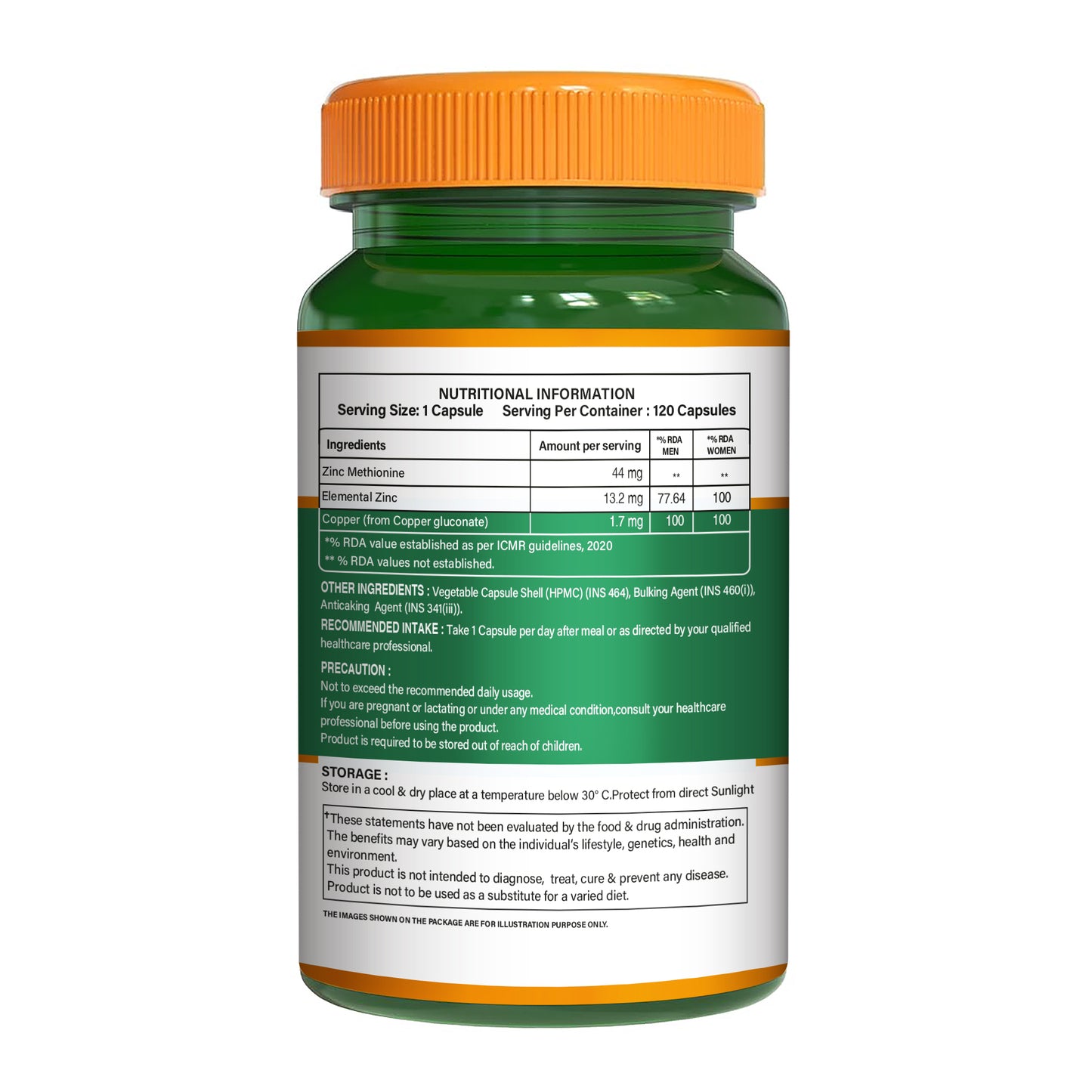Pure Nutrition Zinc Methionine Veg Capsules – 120 Caps