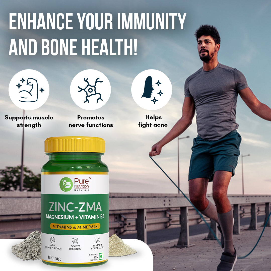 Zinc-ZMA with Magnesium & Vitamin B6 | Boosts Immunity & Supports Bone Health - 60 Tabs