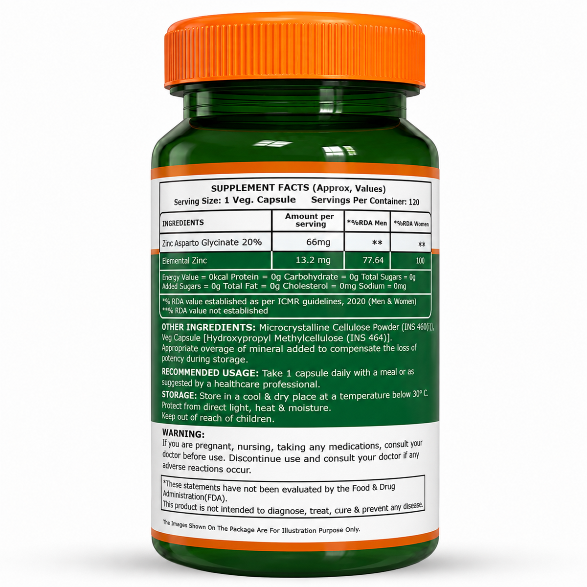 Zinc Glycinate 66mg Elemental Zinc | High Absorption Immunity Support| 120 Tablets