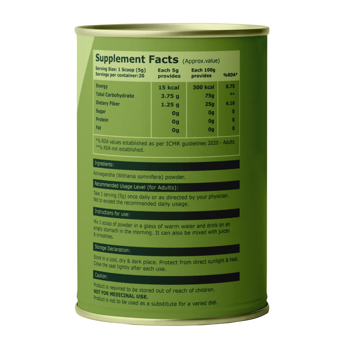 Organic Ashwagandha Powder - 100 g | 100% Pure and Natural | Supports Stress Relief, Vitality, and Overall Wellness