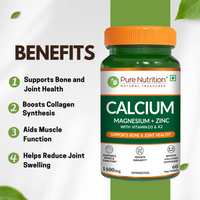 Calcium Magnesium Zinc with Vitamin D3 & K2 – Bone & Muscle Support | 60 Tabs | 120 Tabs