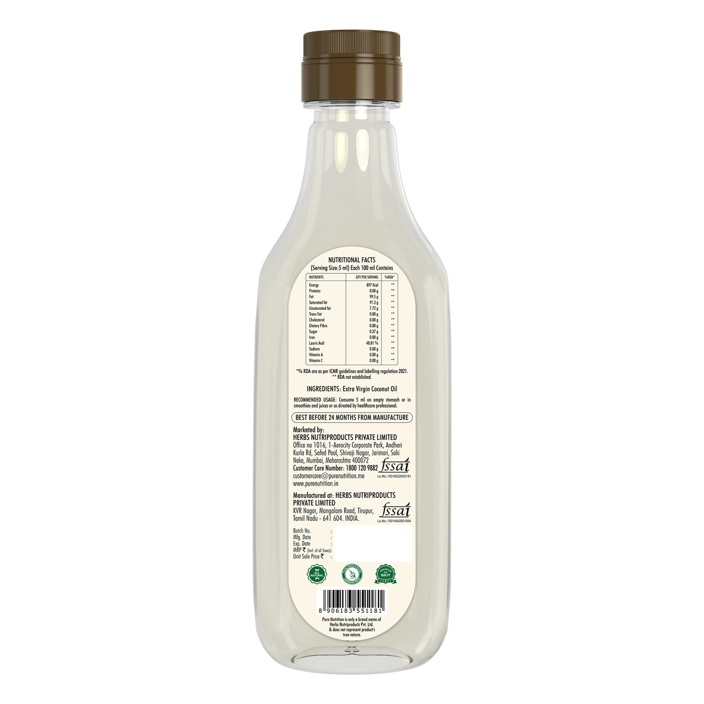 Pure Naturals Virgin Coconut Oil, 1000ml