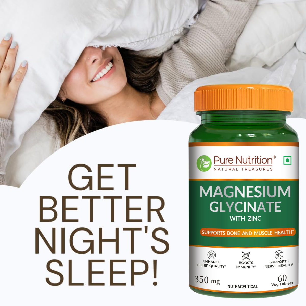Magnesium Glycinate with Zinc tablets | Supports Sleep, Stress & Heart Health| 120 Caps