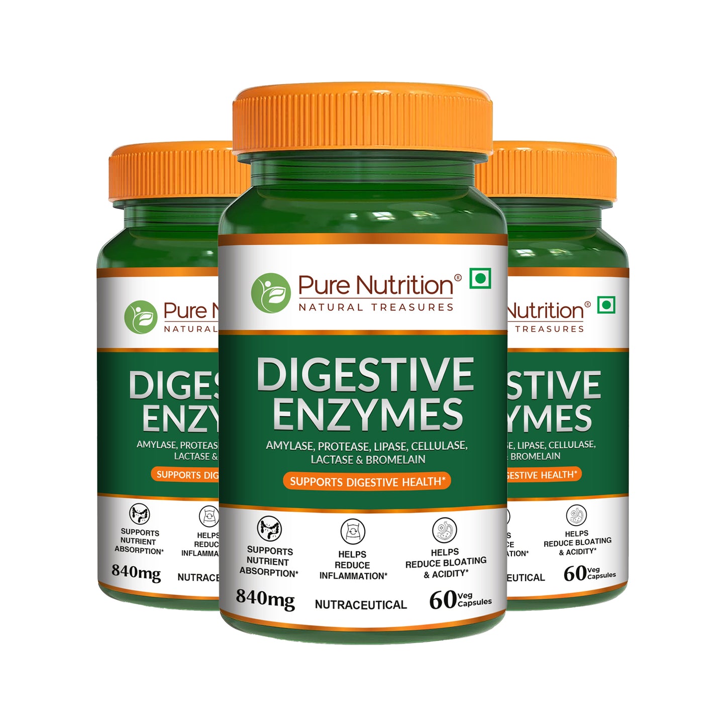 Pure Nutrition Digestive Enzymes with Bromelain – Supports Healthy Digestion