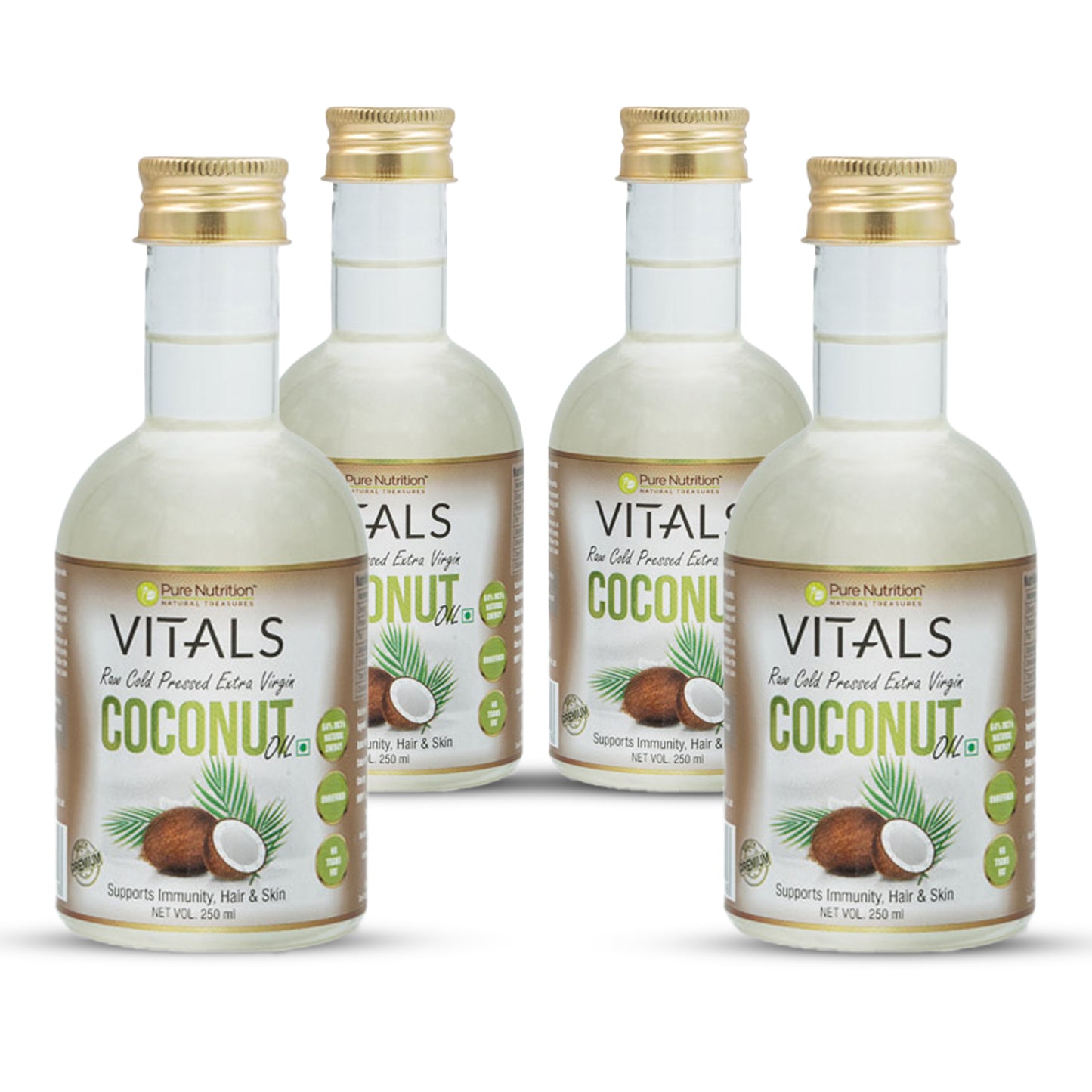 Raw Cold Pressed Virgin Coconut Oil - 250ml Pet Bottle | 100% Pure & Unrefined | Good for Hair Growth, Skin, Baby Massage, Cooking, and Reducing Hair Fall