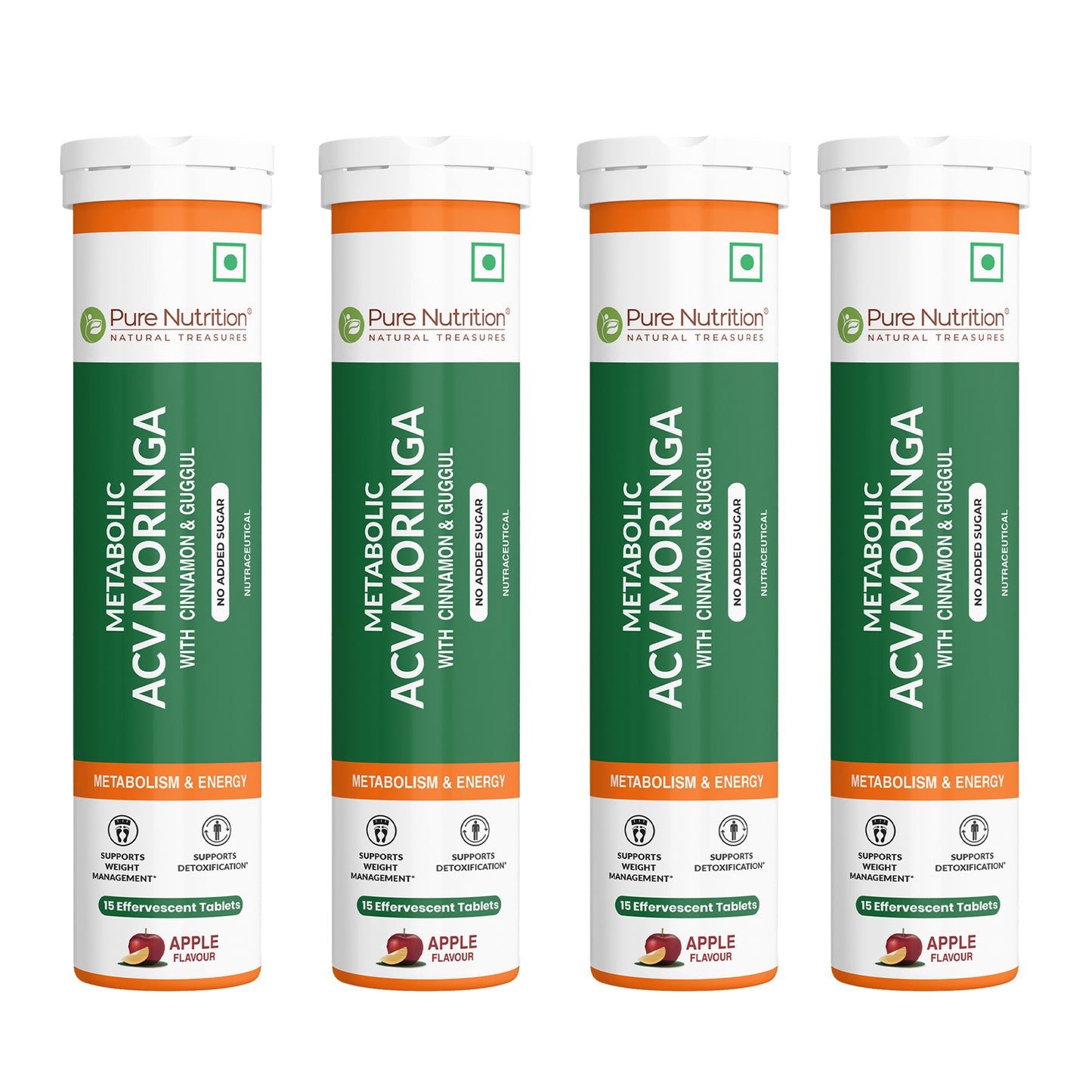 Pure Nutrition ACV Moringa Effervescent Tablets – Apple Flavour – 15 Tablets