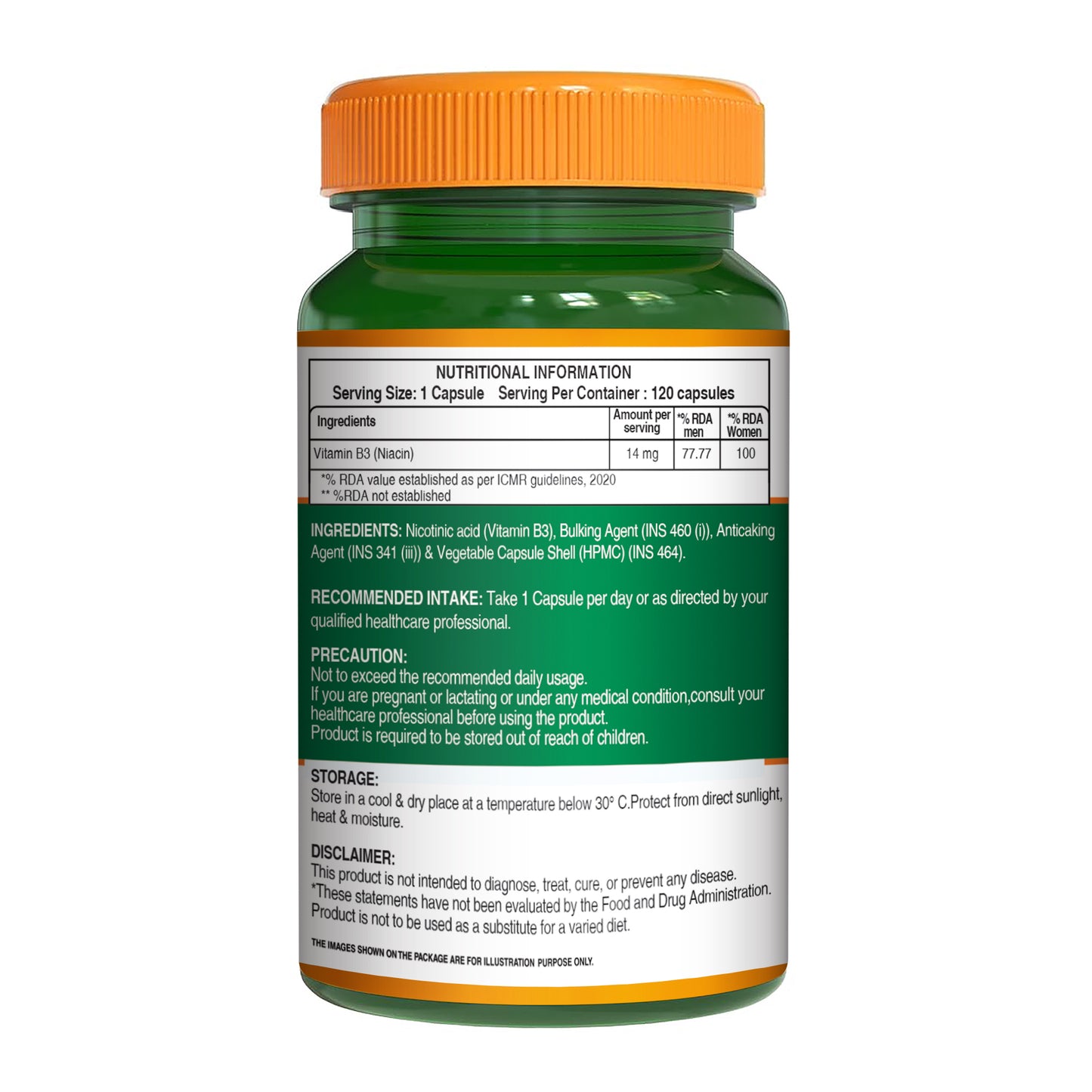 Pure Nutrition Vitamin B3 Niacin – 120 Veg Capsules