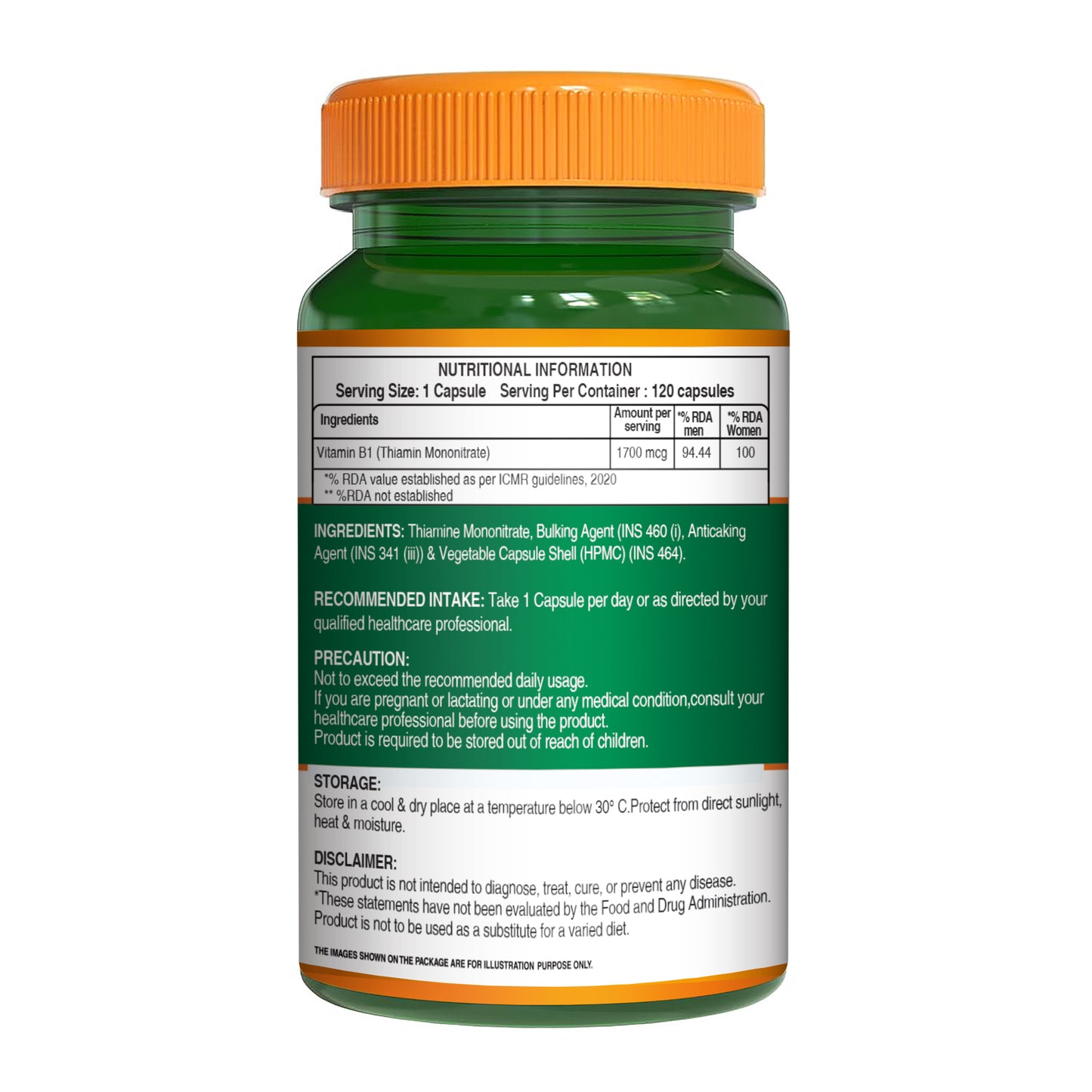 Pure Nutrition Vitamin B1 – 120 Veg Capsules