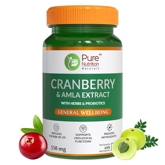 Cranberry & Amla Extract with Herbs & Probiotics | Supports UTI Prevention & Promotes Antioxidants - 60 Caps