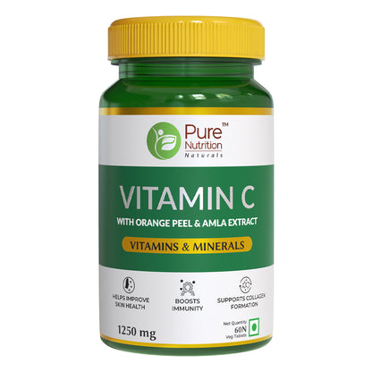 Vitamin C with Orange Peel & Amla Extract for Healthy Skin & Immunity - 60 Veg Tablets