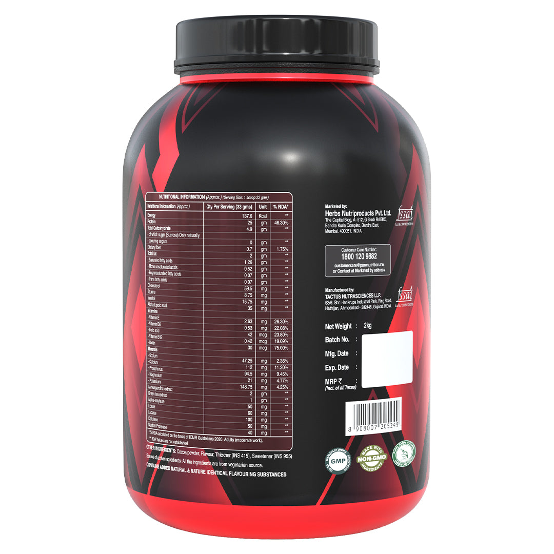 Pure Whey Protein Premium Blend of Hydrolysed Protein Isolate & Concentrate - Chocolate Cream 2Kg