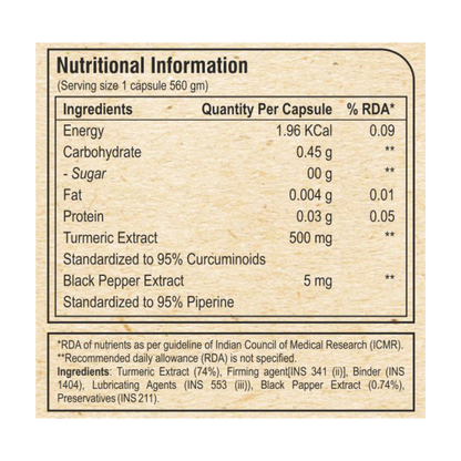 Curcumin with Piperine & Black Pepper -  30 capsules