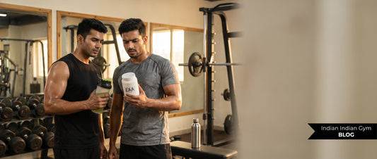 Indian athletes comparing BCAA vs EAA supplements in gym for muscle gain decision