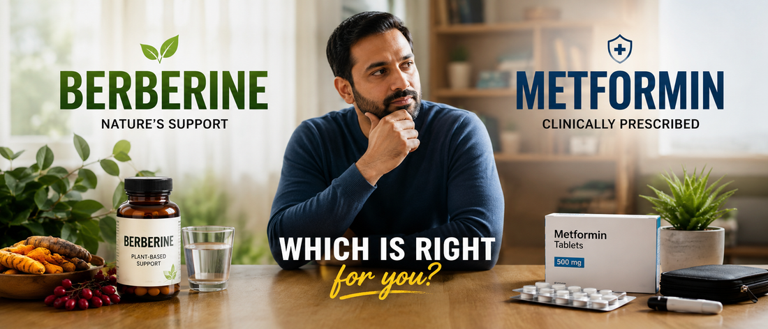 Indian adult comparing berberine and metformin options for blood sugar support