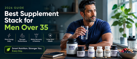 Indian man over 35 using a daily supplement stack for energy, recovery and men's health in 2026