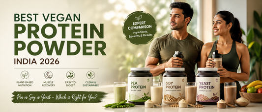 Best vegan protein powder India 2026 comparison featuring pea soy and yeast protein options