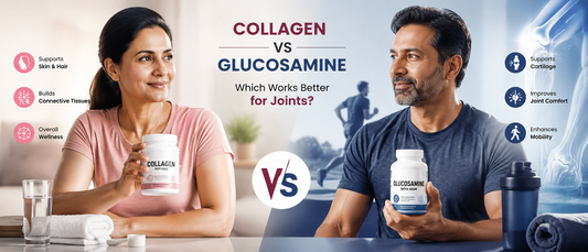 Indian adults comparing collagen and glucosamine supplements for joint health and knee support
