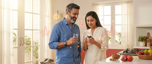 Indian middle-aged adults learning about CoQ10 benefits for heart health and energy support