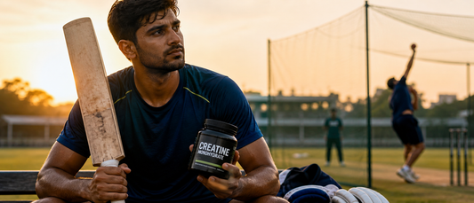 Indian cricket player using creatine monohydrate for performance improvement during training