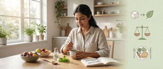 Indian woman using stevia in tea as part of a balanced diet while exploring whether stevia may support weight loss