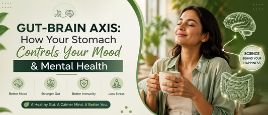 Woman enjoying a calm morning routine illustrating the gut health mental health connection.