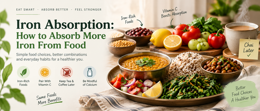 Indian meal with iron-rich foods and vitamin C sources for better iron absorption