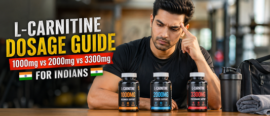 Indian man comparing L-carnitine dosage 1000mg vs 2000mg vs 3300mg in gym