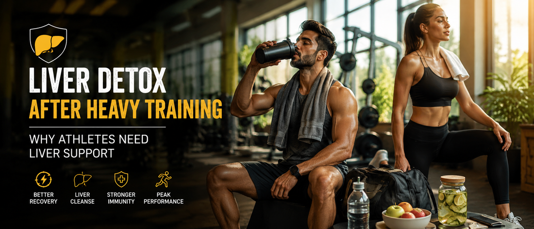 Athlete recovering after intense workout with focus on liver support and recovery health