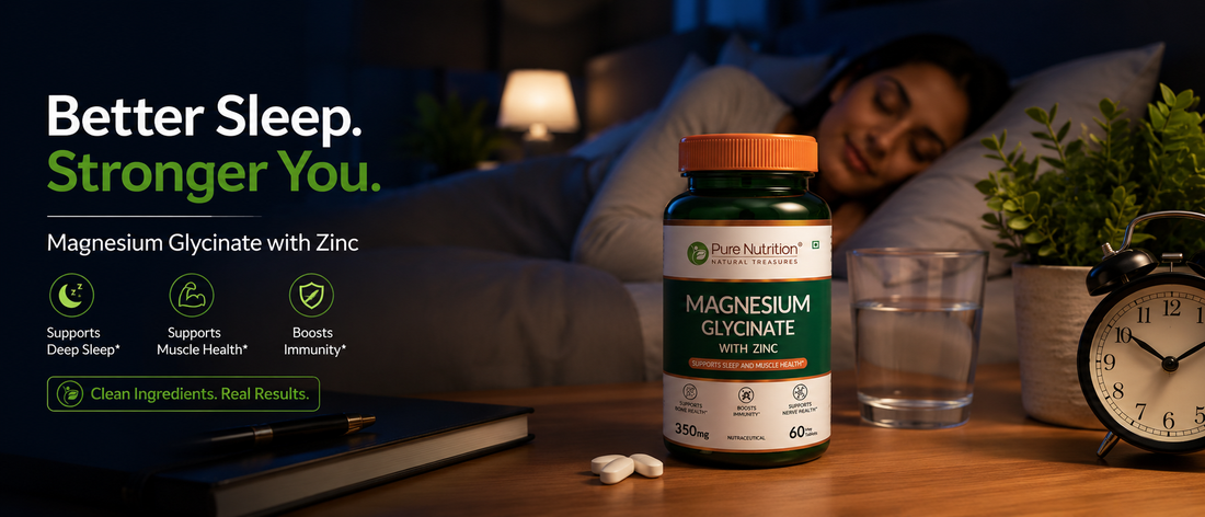 Indian professional preparing for bedtime with magnesium glycinate supplement and calm sleep routine