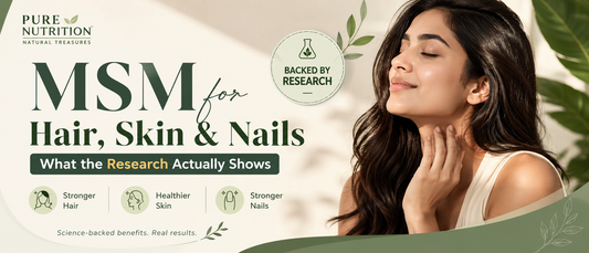 Woman with healthy skin and hair representing MSM skin benefits and beauty nutrition support.