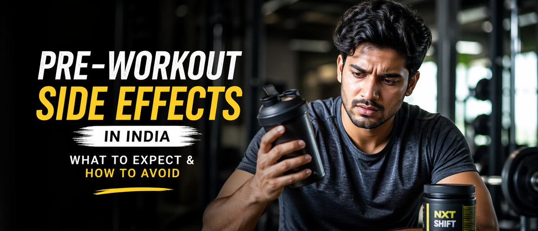 Indian gym beginner experiencing pre workout side effects like jitters and confusion