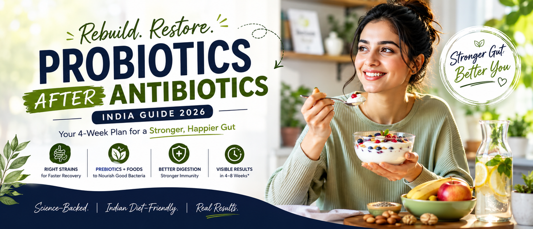 Probiotics after antibiotics India guide showing healthy gut recovery and digestive wellness