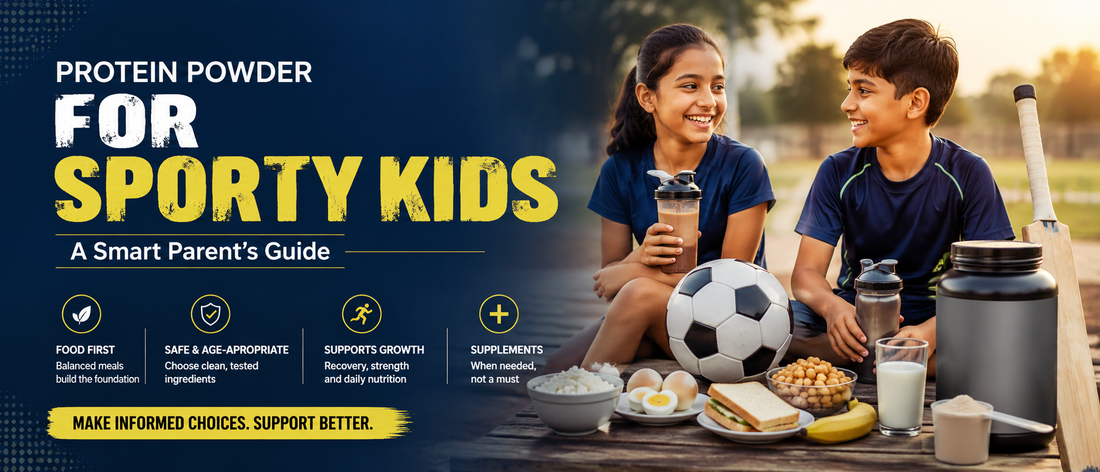 Indian sporty kids after outdoor practice with healthy protein foods and a protein shake